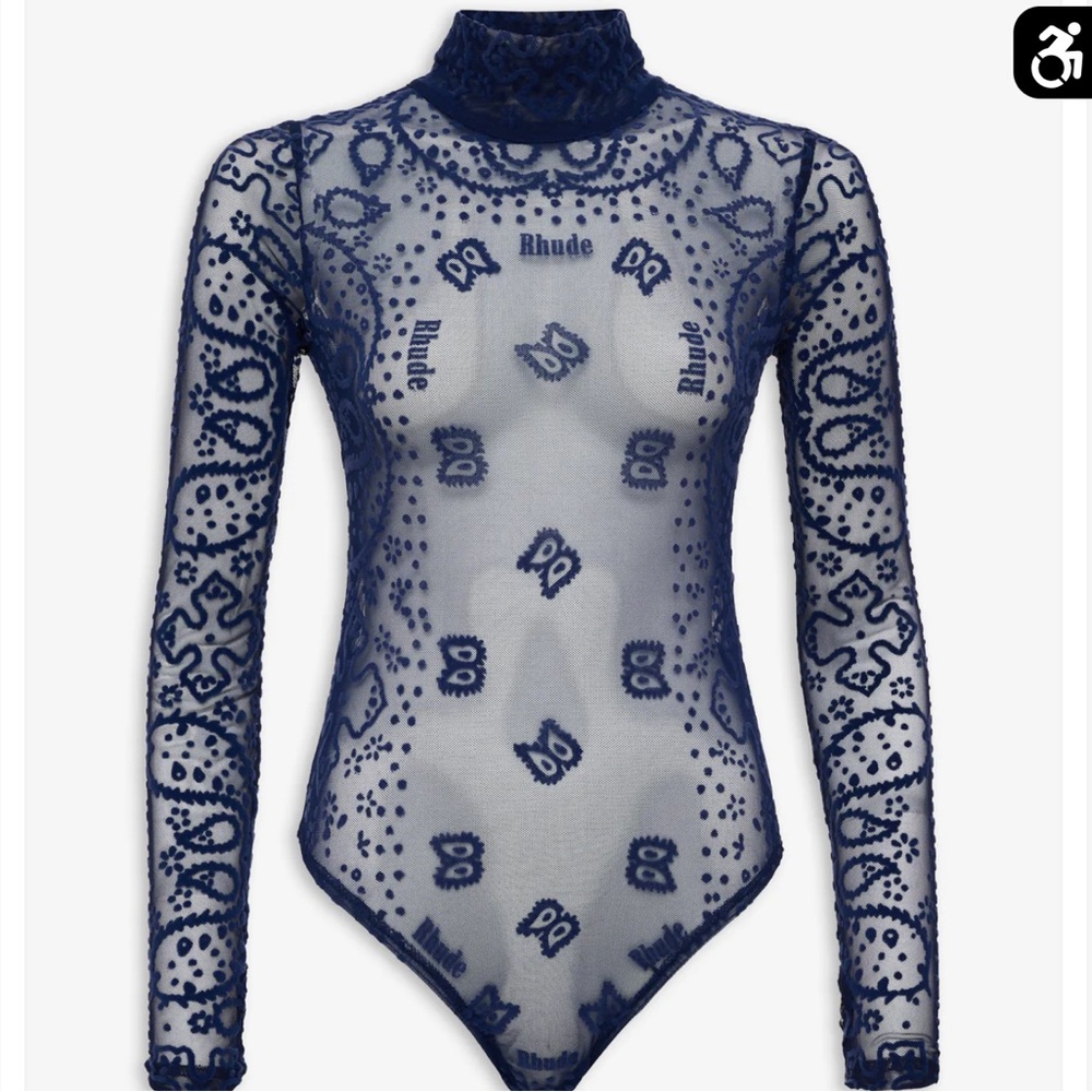 Rhude Bandana Logo Bodysuit in Navy Blue